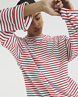 Red Stripe Long Sleeve Top