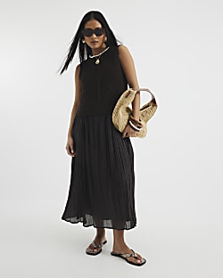 Petite Brown Knit Hybrid Maxi Dress