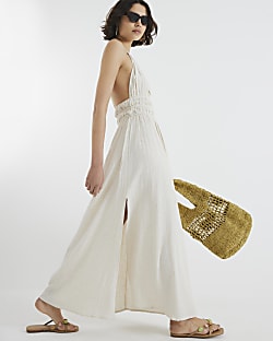Stone Halter Neck Maxi Dress