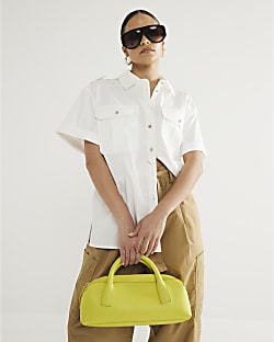 Petite White Short Sleeve Utility Shirt