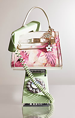White Floral Mini Tote Cross Body Bag