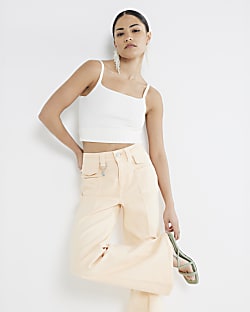 Petite Orange Flared Jeans