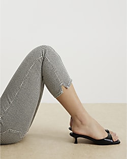 Black Kitten Heeled Mule Sandals