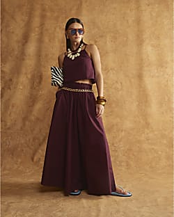 Purple Poplin Maxi Skirt
