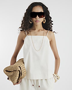 Cream Poplin Tunic Top