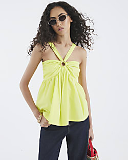 Yellow Sleeveless Halter Neck Top