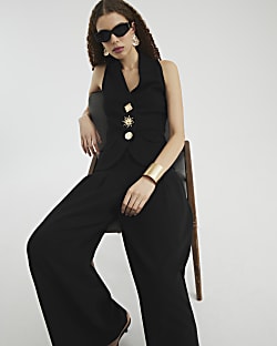 Black Sleeveless Button Detail Waistcoat