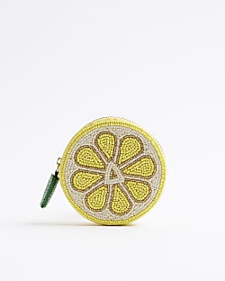 Yellow Premium Beaded Lemon Pouch