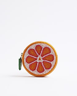 Orange Premium Beaded Orange Pouch