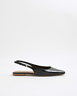 Black Slingback Pointed Toe Flat Shoes
