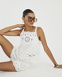 White Sleeveless Cut Out Cami Top
