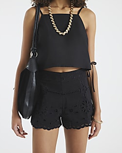 Black Cutwork Shorts