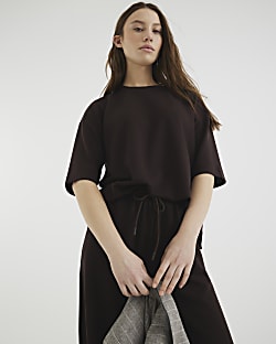 Brown Premium Short Sleeve Boxy T-shirt