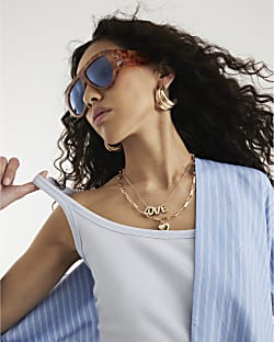 Blue Sleeveless Ribbed Cami Top