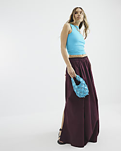 Blue Sleeveless Boat Neck Top