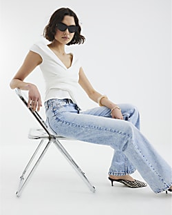 White Sleeveless Drape Wrap Lapel Top