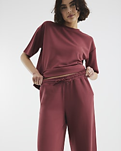 Rust Premium High Waisted Wide Leg Joggers