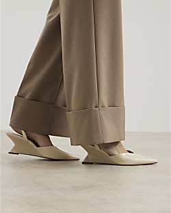 Cream Wedge Court Heels