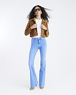 Blue Mid Rise Bootcut Jeans
