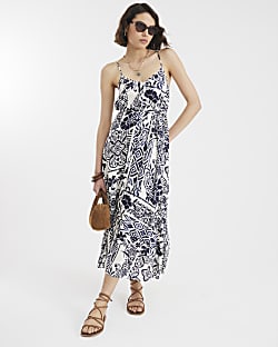 Black Floral Print Sleeveless Maxi Dress