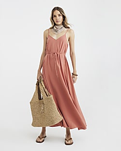 Orange Sleeveless Maxi Dress