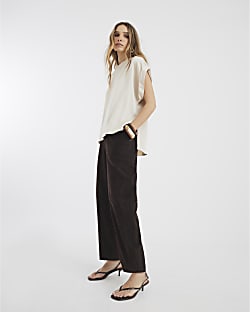 Cream Short Sleeve Cuffed Top