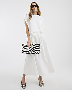 White Short Sleeve Cuffed Top