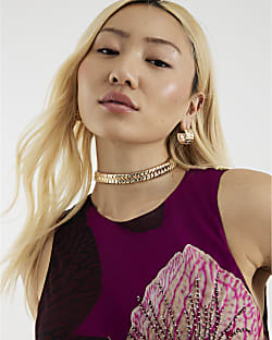 Gold Woven Choker Necklace