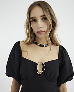 Black Bamboo Collar Necklace