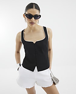 Black Cami Waistcoat Top