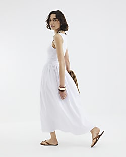 White Sleeveless Hybrid Maxi Dress