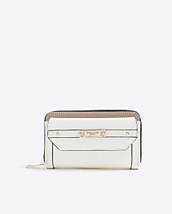 Cream Embossed Monogram Envelope Purse