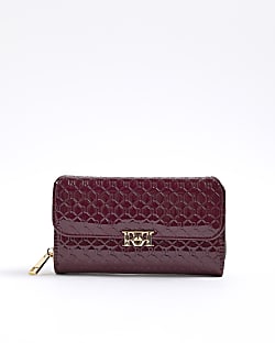 Red Monogram Embossed Purse