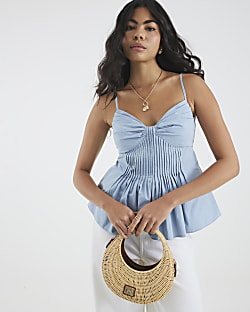 Blue Pintuck Cami Top