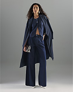 Indigo Wide Leg Tie Front Jeans