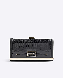 Black Patent RI Monogram Panelled Purse