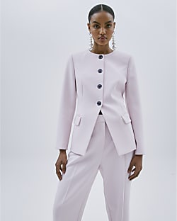 Pink Collarless Jacket