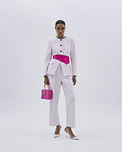 Pink Tapered Straight Leg Trousers