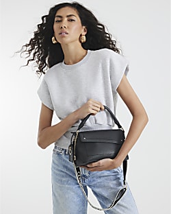 Black Asymmetric Flap Cross Body Bag