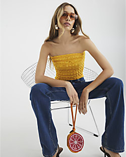 Yellow Textured Bandeau Top