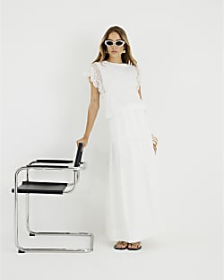 White Lace Hybrid Short Sleeve T-Shirt