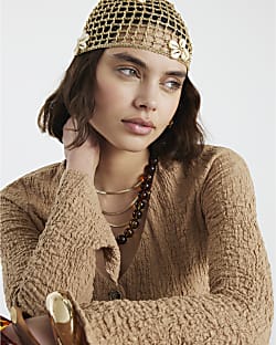 Beige Long Sleeve Textured Button Top