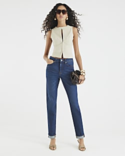 Blue High Rise Mom Jeans