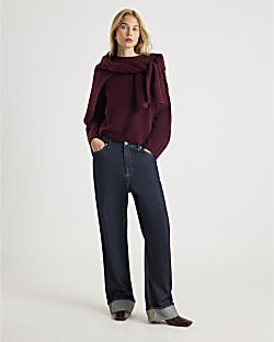 Red Knitted Crew Neck Jumper