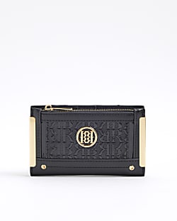 Black RR Monogram Embossed Mini Purse