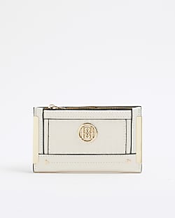 Cream RR Monogram Embossed Mini Purse