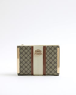 Beige Panelled Monogram Purse