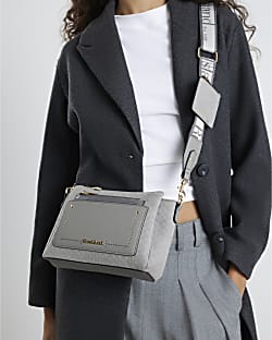 Grey Monogram Pocket Front Cross Body Bag