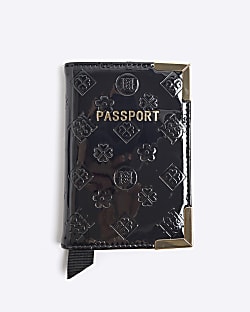 Black Patent Embossed Passport Holder