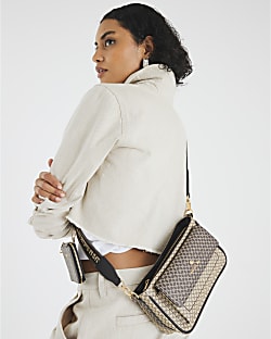 Brown RI Monogram Utility Cross Body Bag
